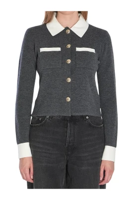 Cardigan med kontrastkrage