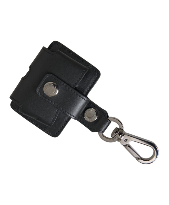 black-leather-silver-metal-airpods-case