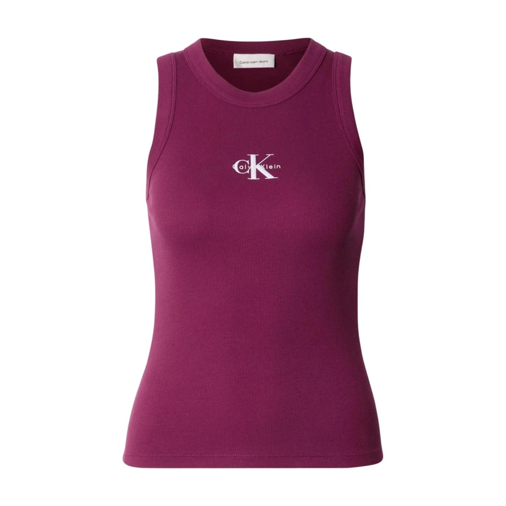 Calvin Klein Jeans Women's Red Sleeveless Round Neck Tank Top