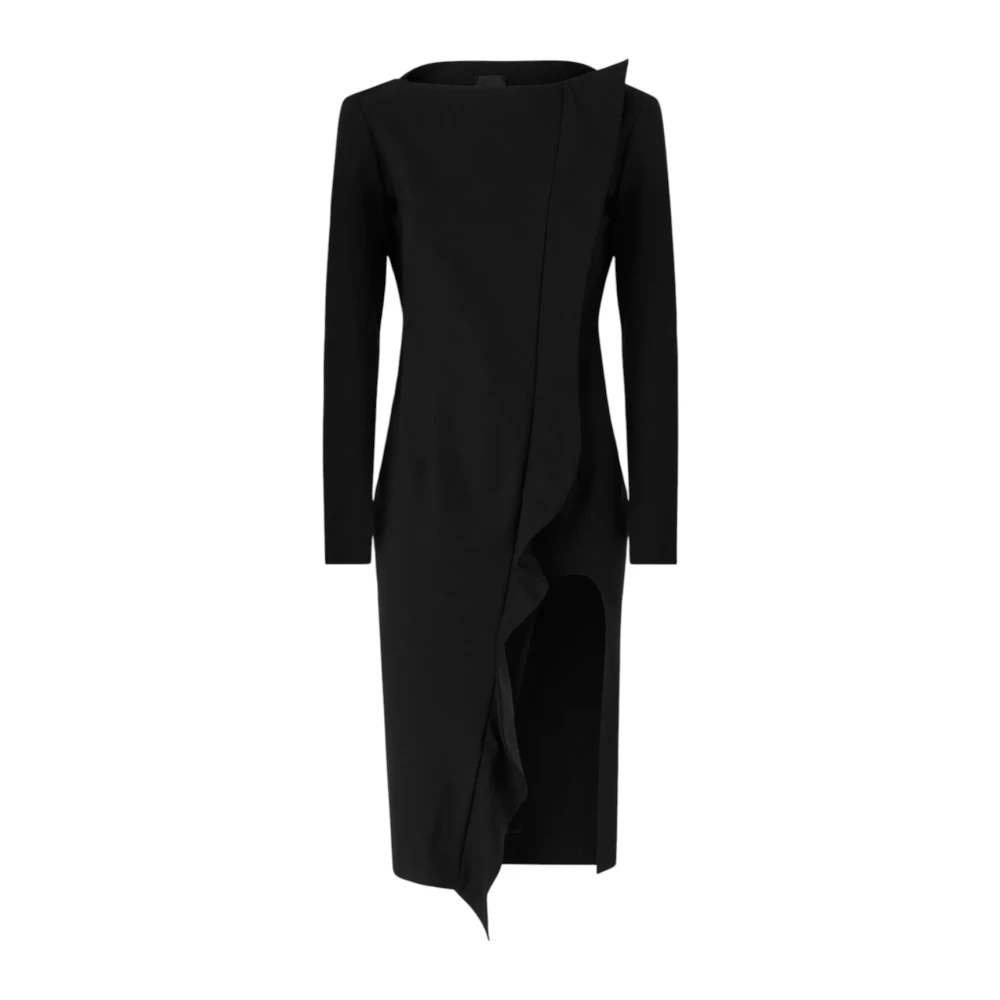 Pinko , Midi Dresses, Female, Black, M, Midi Dress With Asymmetric Draping