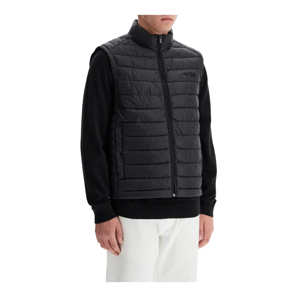 Boss Gewatteerde Opvouwbare Gevoerde Vest Black Heren