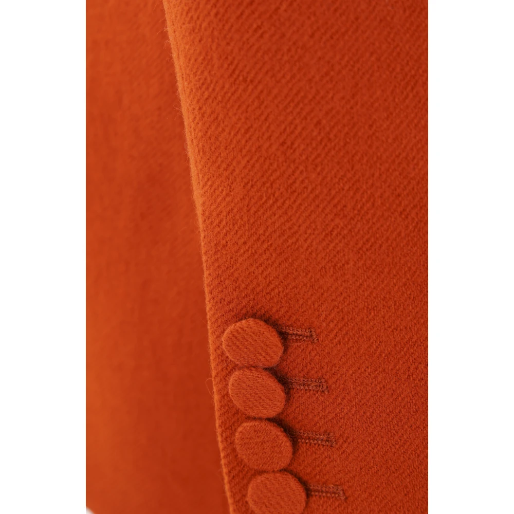 Dries Van Noten Roest Wol Single-Breasted Jas Orange Dames