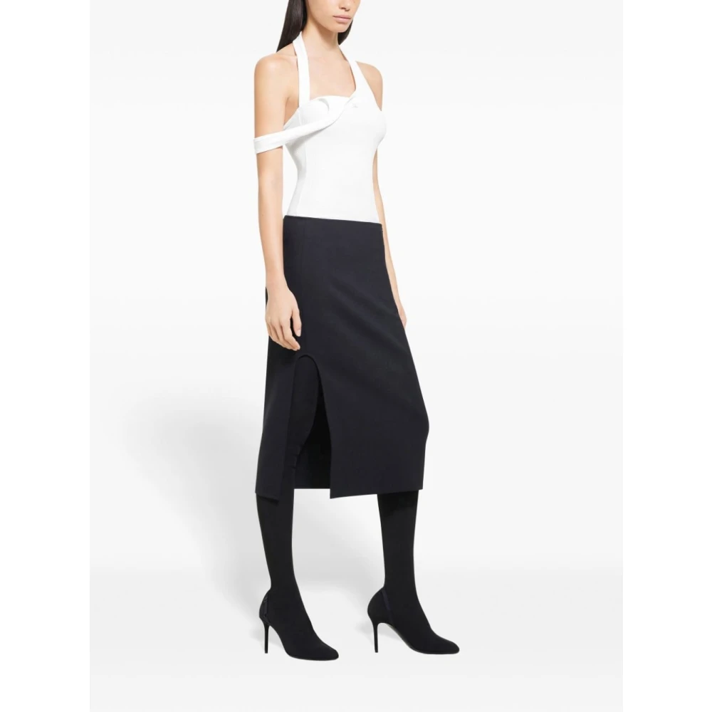 Courrèges Witte Geribbelde Halternek Top White Dames