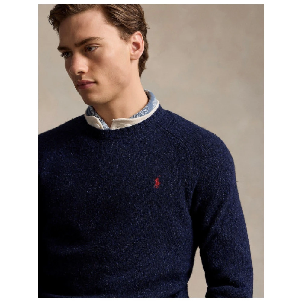 Polo Ralph Lauren Gemengde wol ronde hals gebreide trui Blue Heren