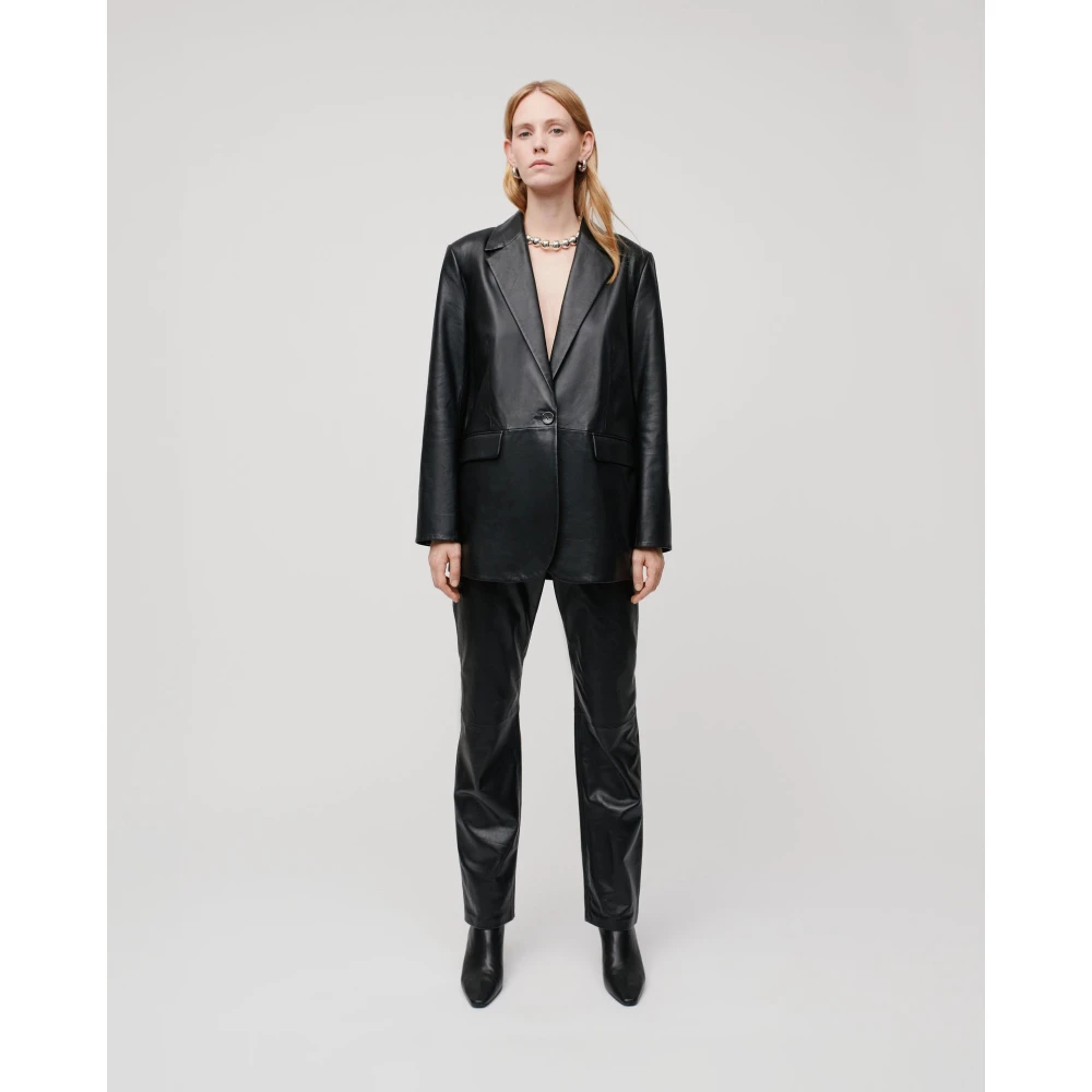IVY OAK Boxy Leren Blazer Black Dames