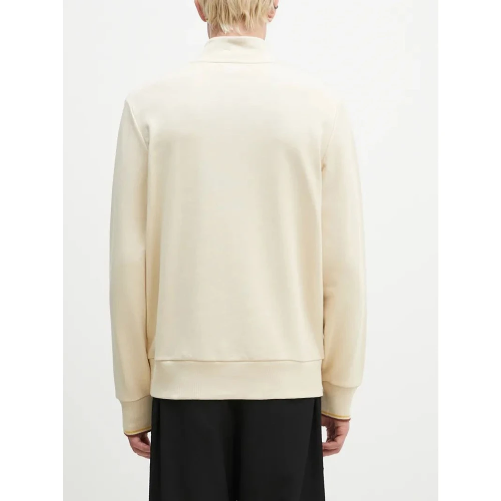 Fred Perry Half Zip Sweatshirt Ivoor Casual Trendy Beige Heren