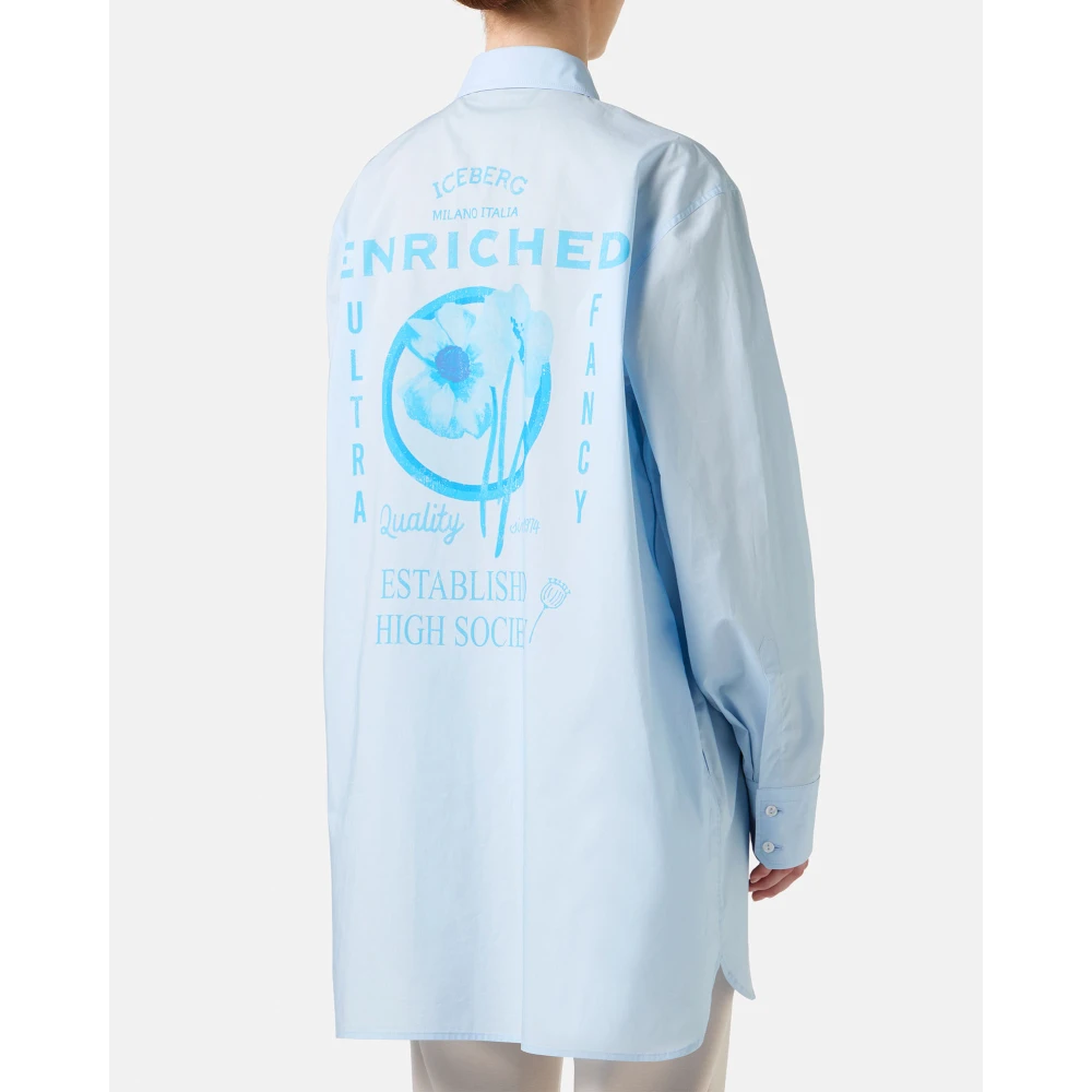 Iceberg Lichtblauwe over-fit katoenen popeline overhemd Blue Dames