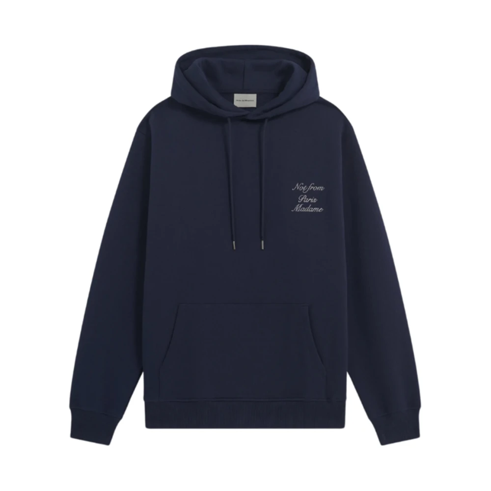Drole de Monsieur Calligraphy Slogan Hoodie in Navy Blue Heren