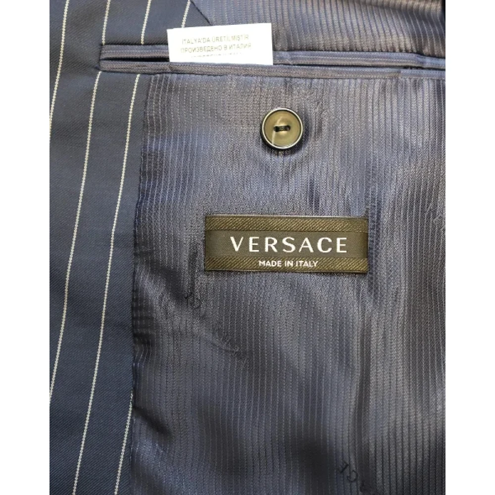 Versace Pre-owned Wool outerwear Blue Heren