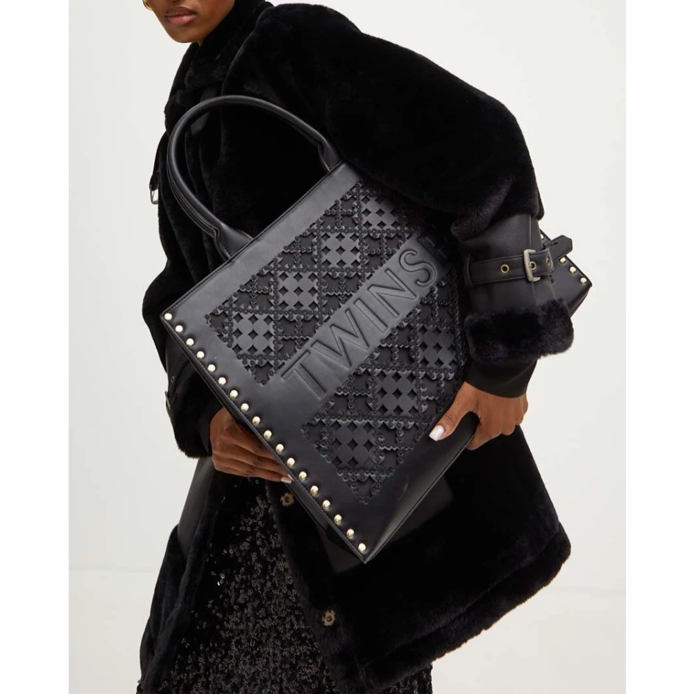 Twinset Geborduurde Logo Handtas Black Dames