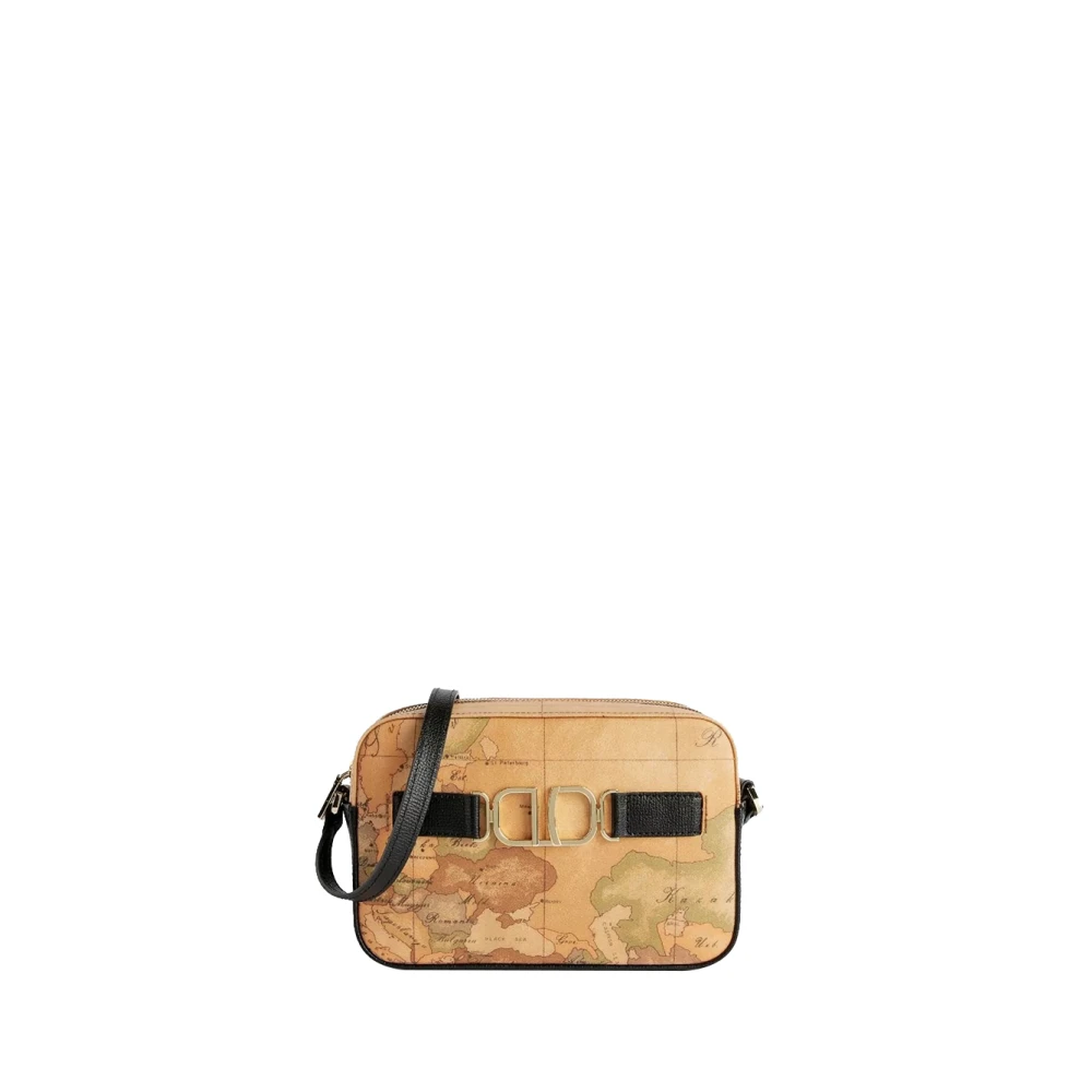 Alviero Martini 1a Classe Zwarte Schoudertas Geo Classic Stijl Beige Dames