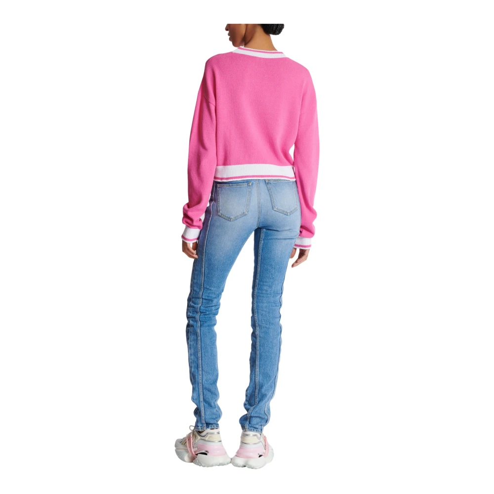 Balmain Handtekening gebreide trui Pink Dames