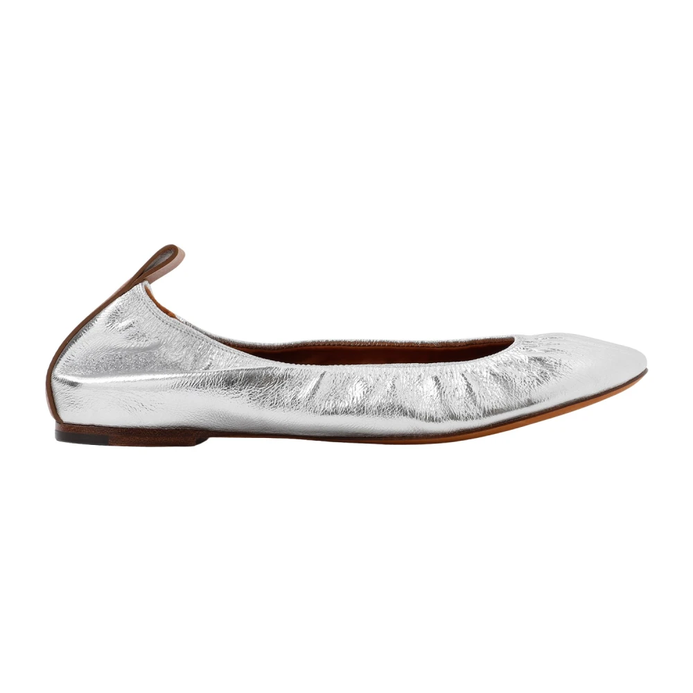 Lanvin Metallic Ballerina Slip-On Skor Gray, Dam