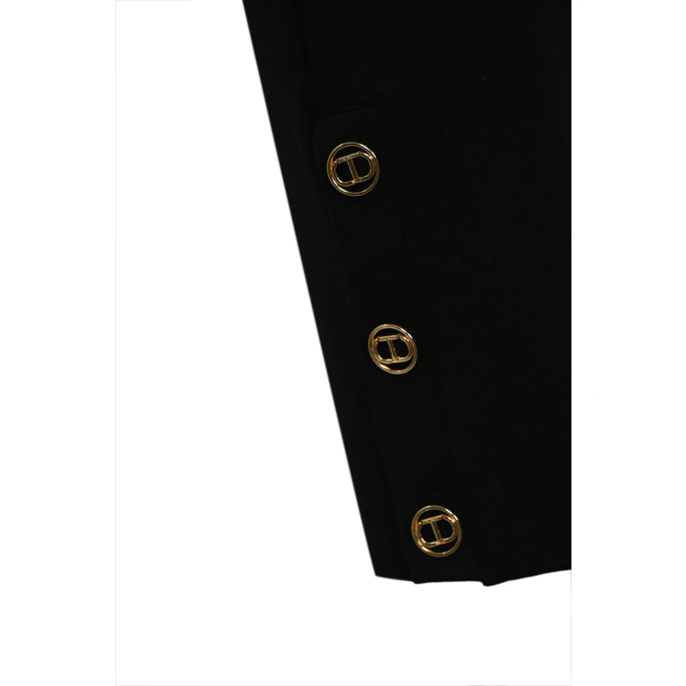 Twinset Flare Zwarte Broek met Knopen Black Dames
