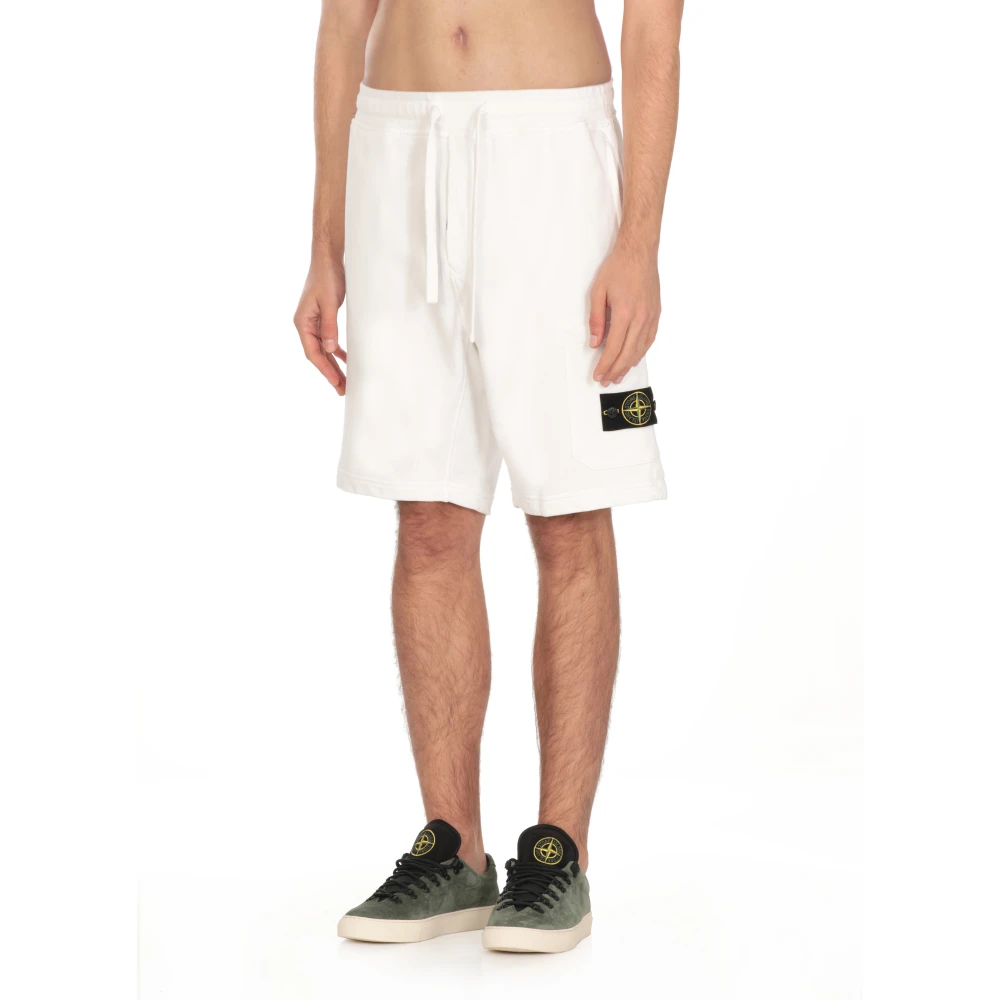 Stone Island Witte katoenen Bermuda shorts met zakken White Heren