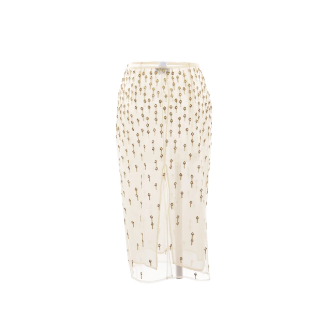 Blumarine Geborduurde Tule Kokerrok Beige Dames