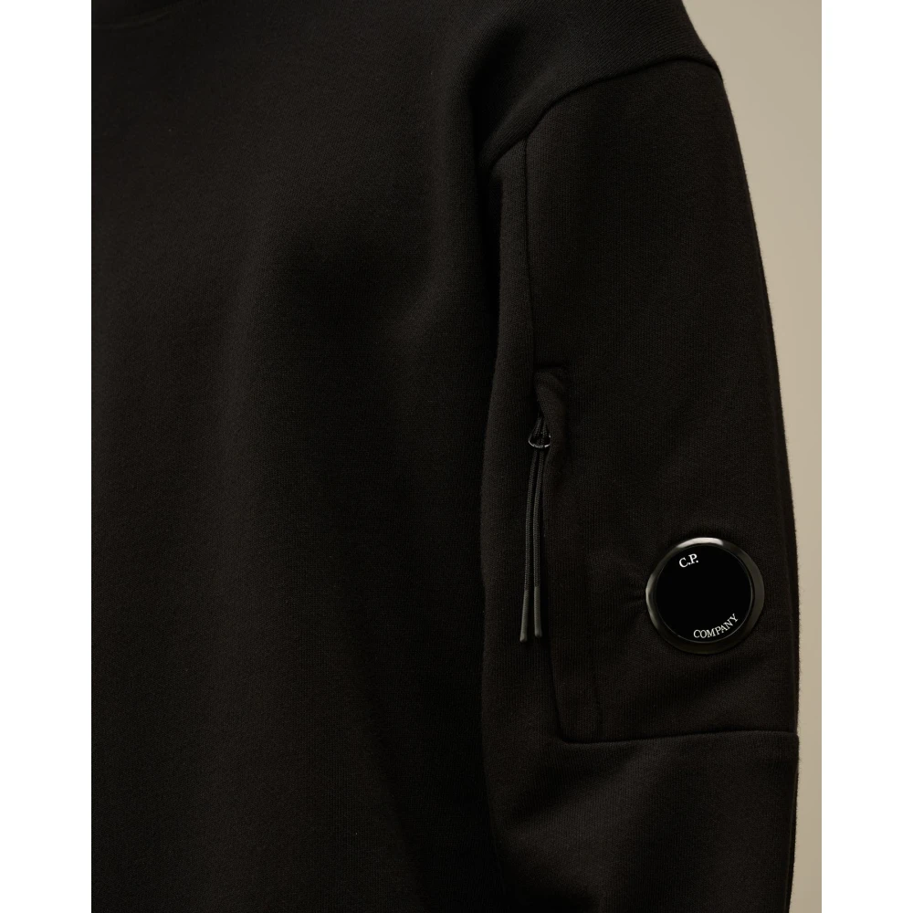 C.P. Company Zwarte Diagonaal Verhoogde Fleece Sweatshirt Black Heren