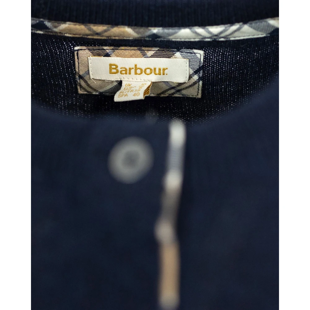 Barbour Blauwe Cardigan met Tartan Details Blue Dames