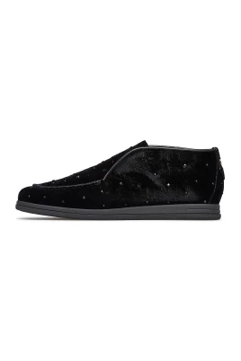 Kristallutsmyckade loafers i sammet