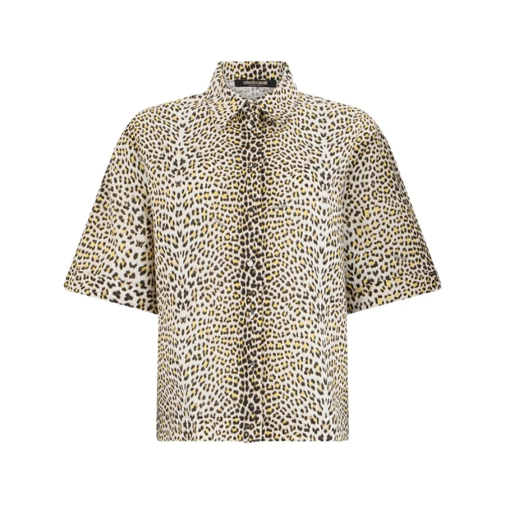 Roberto Cavalli , Shirts, Female, Yellow, S, Baby Jaguar Print Shirt