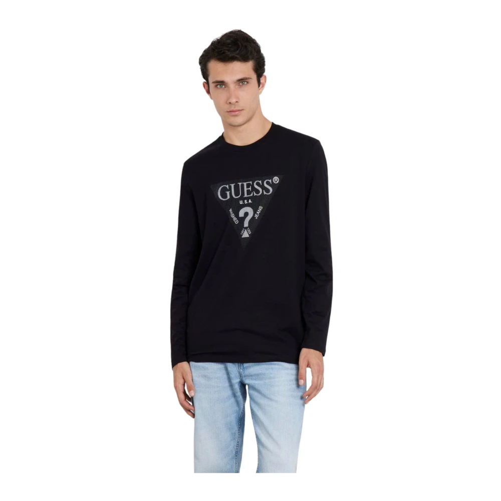 Guess Lange Mouw T-shirt Black Heren