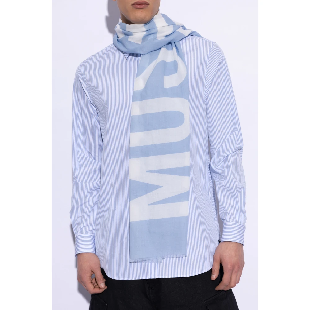 Moschino Sjaal met logo Blue Unisex