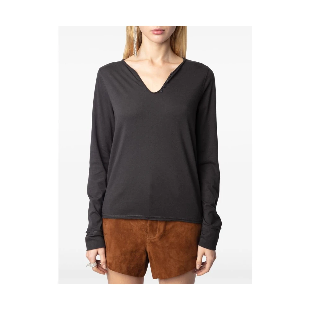 Zadig & Voltaire Donkergrijze Henley Hals Trui Gray Dames