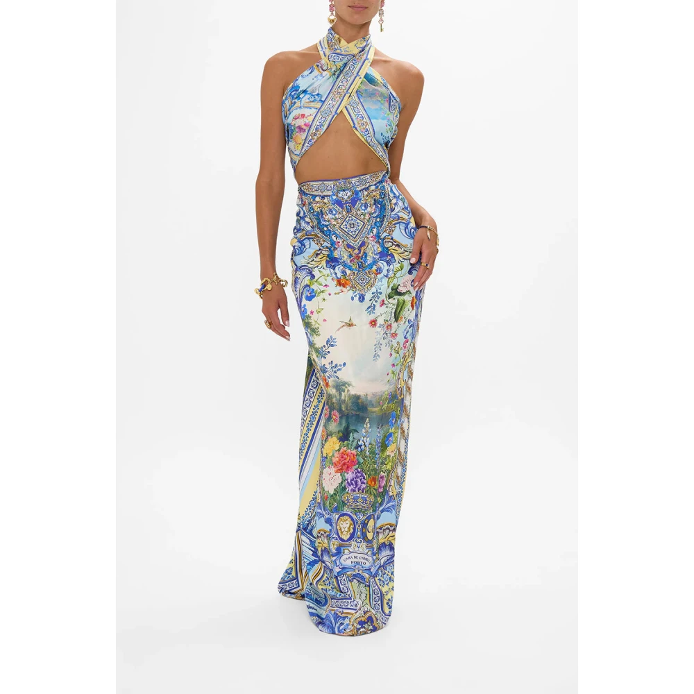 Camilla Zijden kaftan met ronde halslijn Multicolor Dames