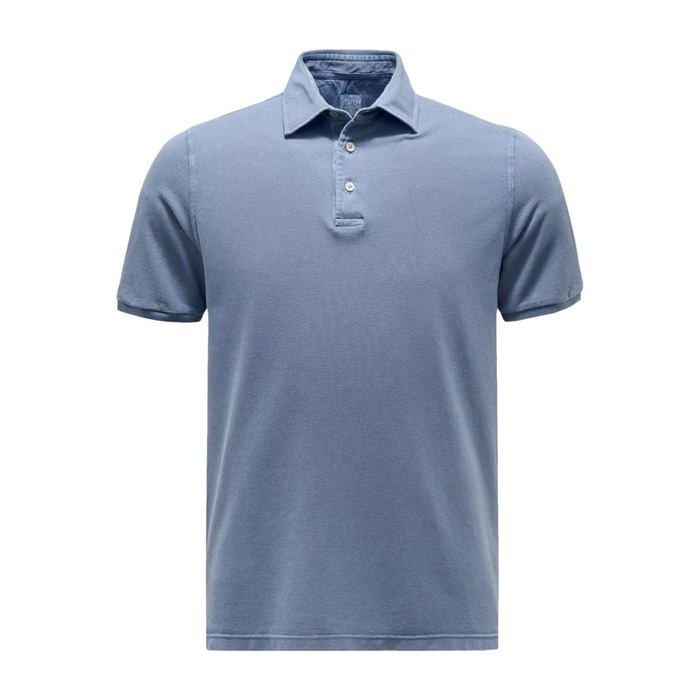 Fedeli Korte Mouw Piqué Polo Blauw Blue Heren