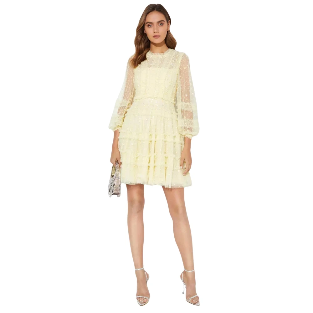 Needle & Thread Gele Ruche Mini Jurk Yellow Dames