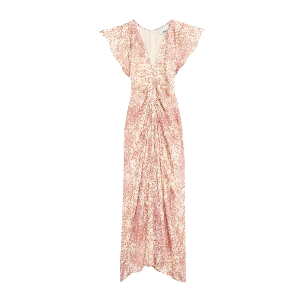 Isabel marant Rode Abstracte V-Hals Jurk Pink Dames