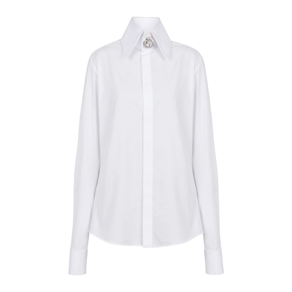 Balmain Poplin Blouse met Juweelknoop White Dames