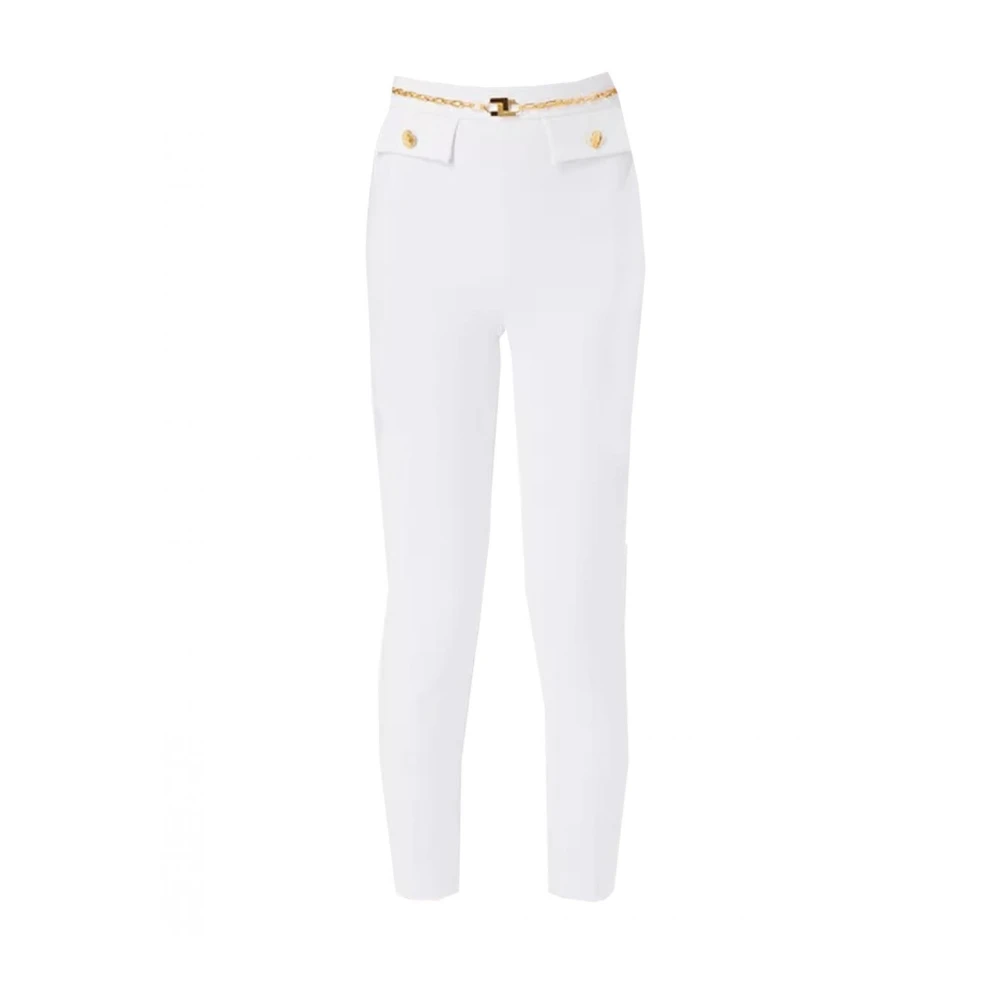 Elisabetta Franchi Hoge taille sigarettenbroek met ketting White Dames