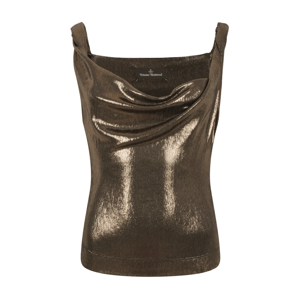 Vivienne Westwood , Sleeveless Tops, Female, Brown, M, Metallic Draped Top