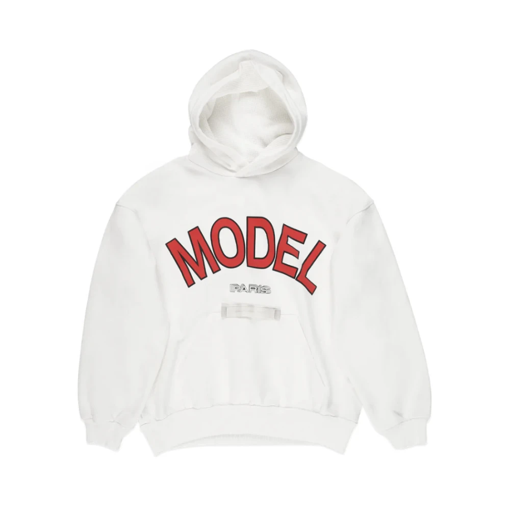 Philippe Model Grafisk Tryck Hoodie i Vit Bomull White, Herr