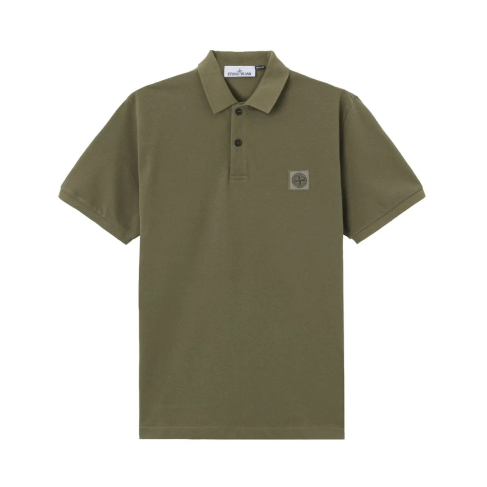 Stone Island Green Polo Shirts, Male, 3XL, Patch Logo Polo