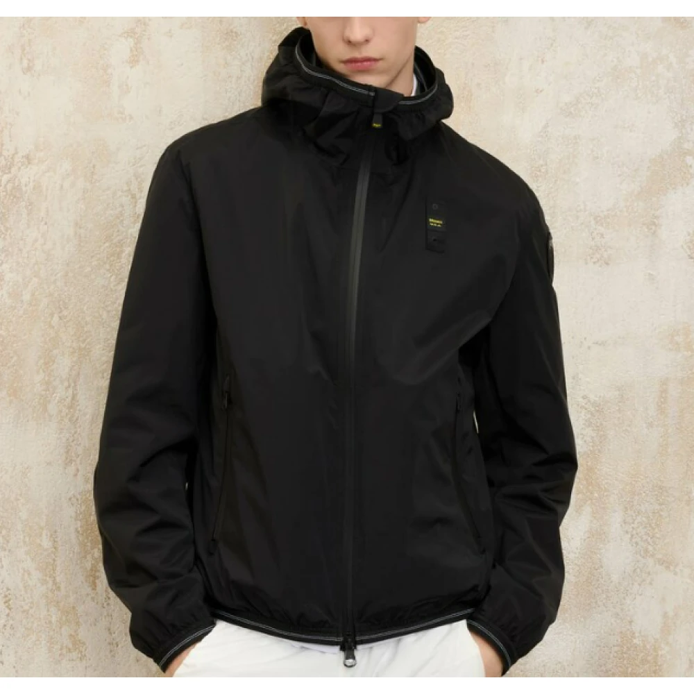 Blauer Zwarte Windbreaker Jas voor Uitjes Black Heren