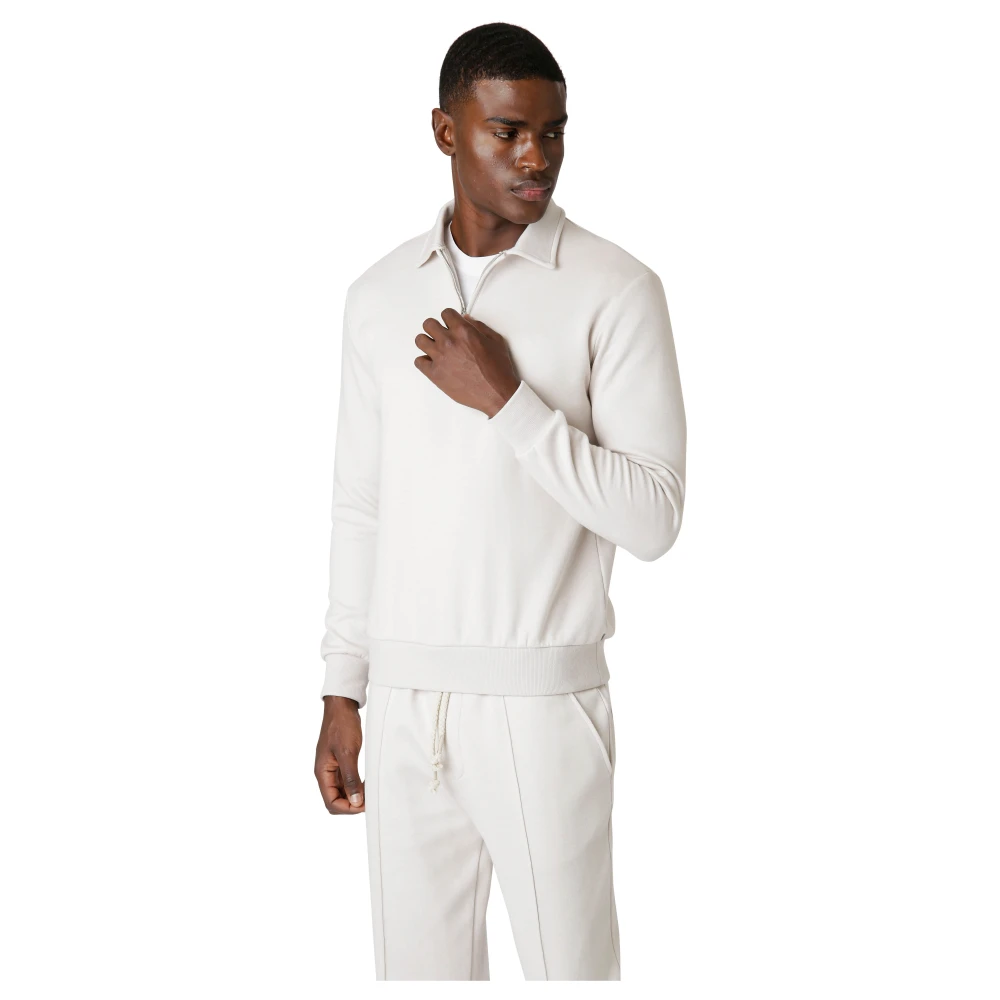 Eleventy Katoen Kasjmier Zijde Polo Shirt Beige Heren