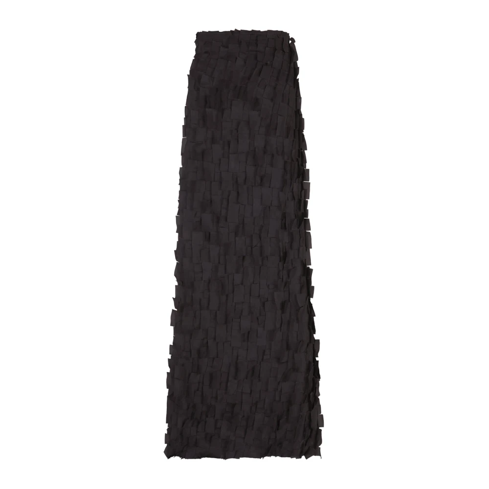 Cortana Zijden Schubben Effect Hoge Taille Rok Black Dames