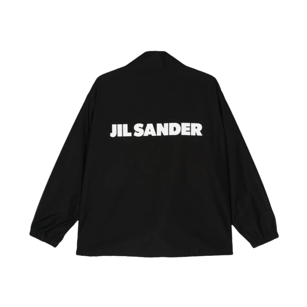 Jil Sander Zwarte geëmbosseerde katoenen jas Black Dames