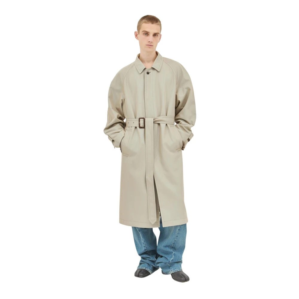 Maison Margiela Katoenen Trenchcoat met Verlengde Manchetten Beige Heren