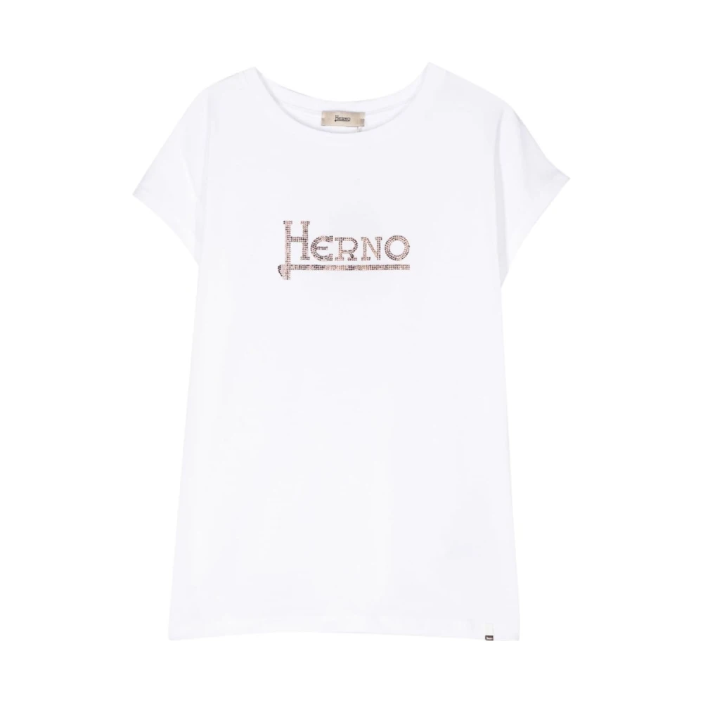 Herno Witte T-shirt met Studs Logo White Dames