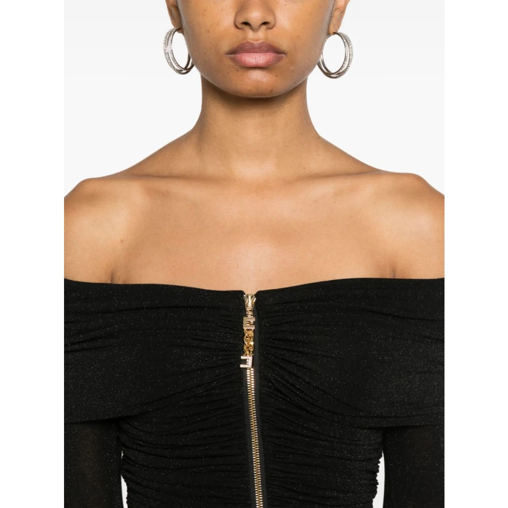 Elisabetta Franchi Zwarte Jurk Aw24 Dameskleding Black Dames