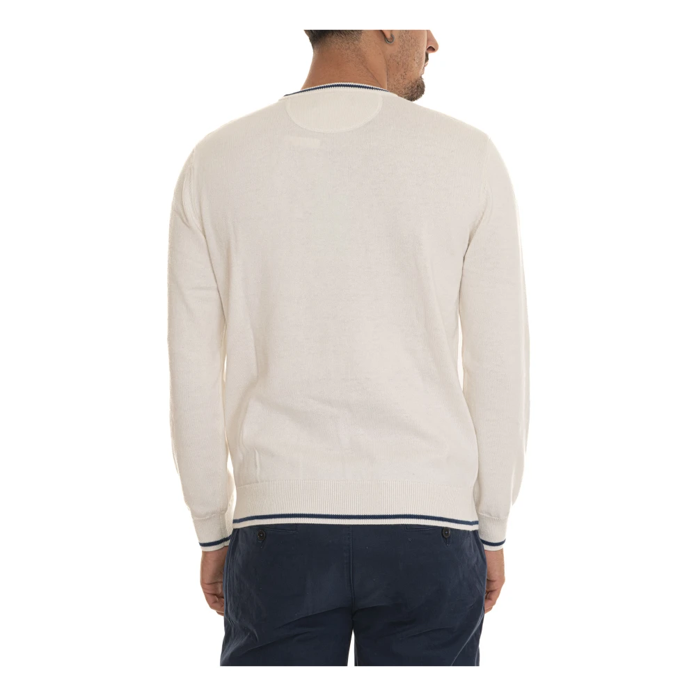 LA MARTINA Ronde hals trui met logo White Heren