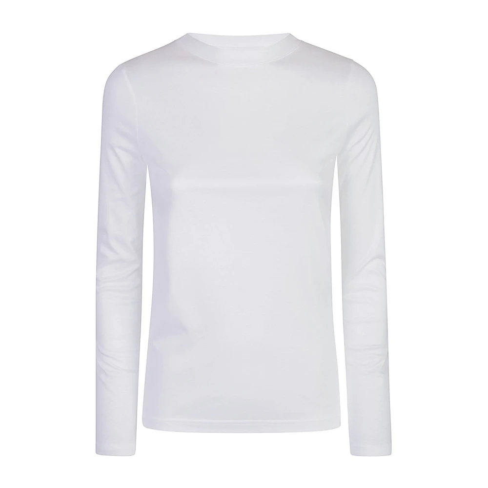 Eleventy Långärmad Tencel Bomull T-shirt White, Dam