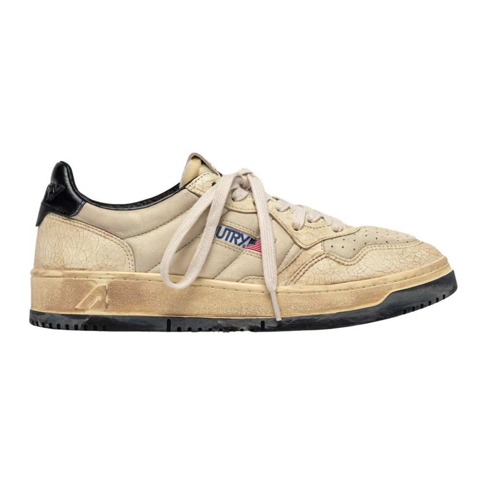 Autry Vintage Leather Trainers With Contrasting Heel - Male - Sneakers - White - 6 Uk - Shoes - Image 2