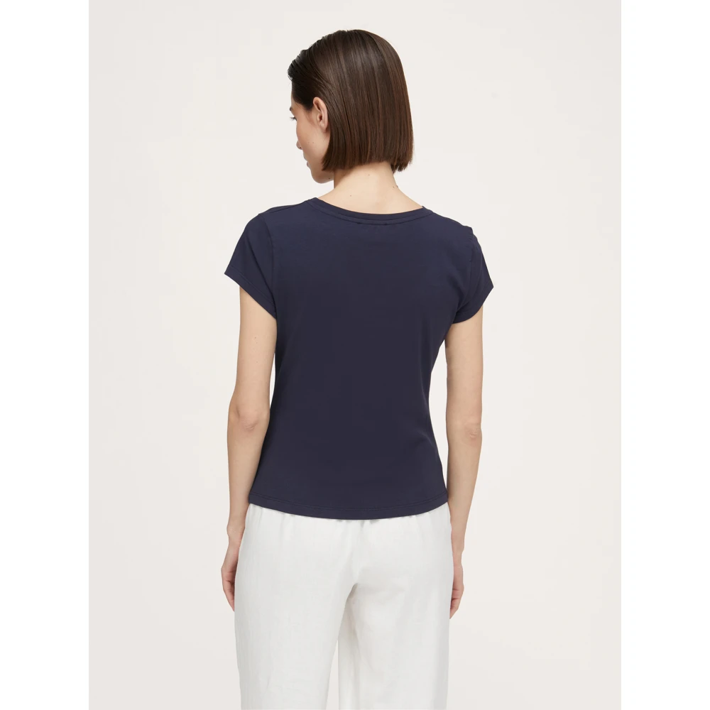 Motivi Asymmetrisch T-shirt met split Blue Dames