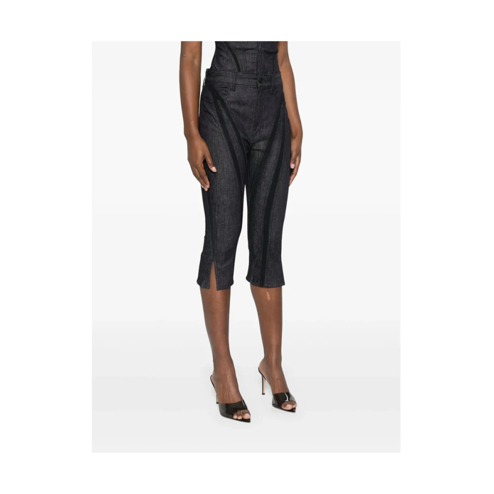 Mugler Zwarte Jeans met Logo Patch Black Dames