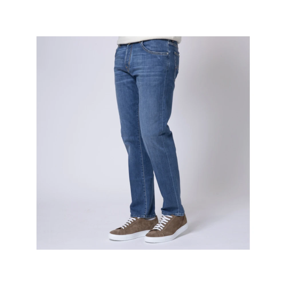 Jacob Cohën Blauwe Gewassen Cropped Carrot Jeans Blue Heren