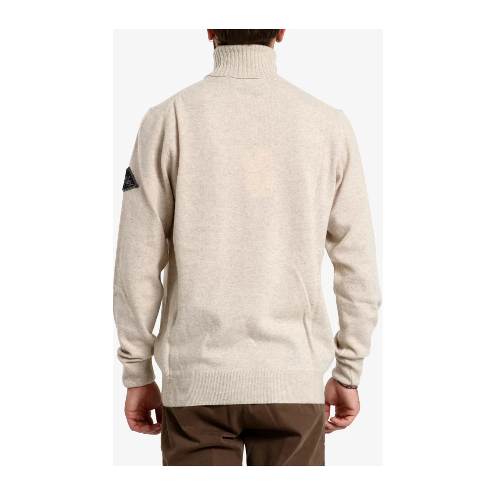 Roy Roger's Wol kasjmier mix trui met patch Beige Heren